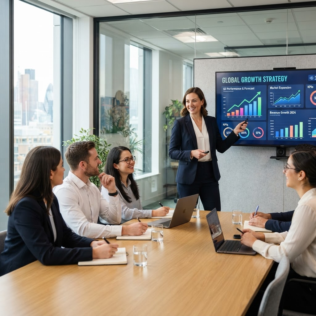 Growth Apache consultants presenting a strategy to a client team